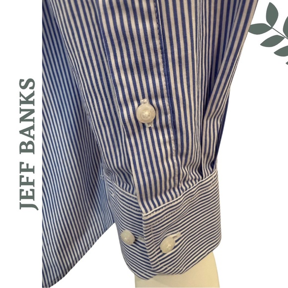 Jeff Banks Tailored Fit Dress Shirt - White + Blue Pinstripe - 16 / 41cm - Picture 5 of 6
